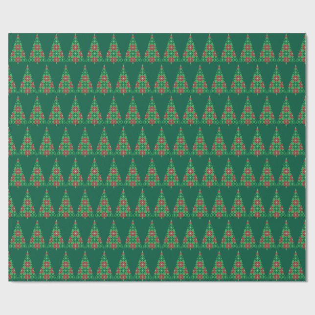 Papel de embrulho pixelado árvore de Natal (Aberto)