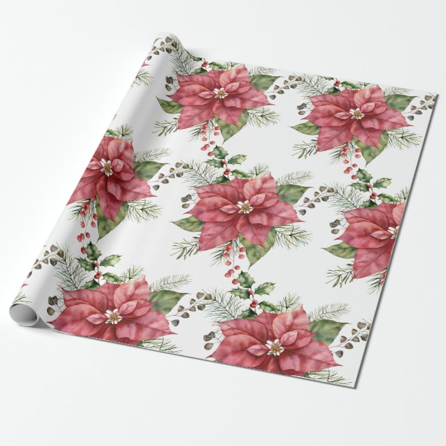 Papel de embrulho Poinsettia (Desenrolado)