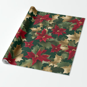 papel de embrulho poinsettias galore