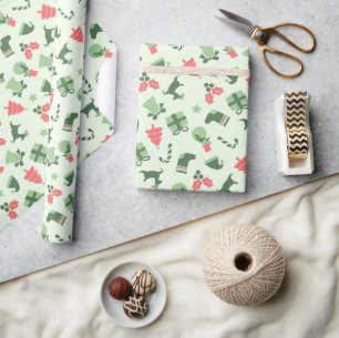 Papel de embrulho premium verde fofo de Natal