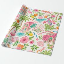 Papel de Embrulho Preppy de Palm Beach