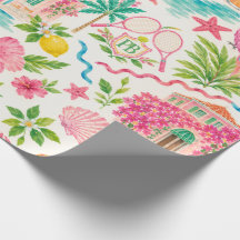 Papel de Embrulho Preppy de Palm Beach