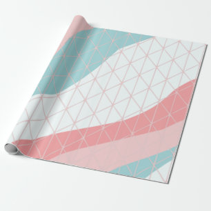 Papel de embrulho presente abstrato pêssego e azul