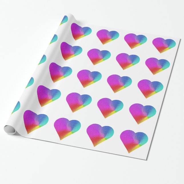 Papel de embrulho presente Coração Arco-íris (Desenrolado)
