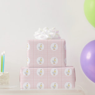 Papel de embrulho presente Gingham Rosa Ganso
