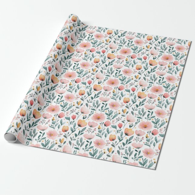 Papel de embrulho presente Jardim de Flores da Pri (Desenrolado)