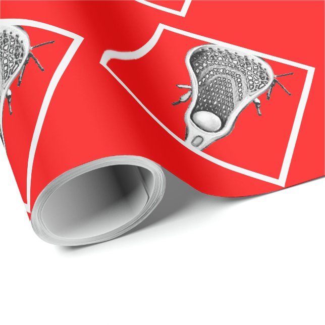 Papel de embrulho presente Lacrosse Vermelho (Ponta do rolo)