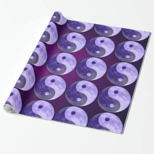 Papel de embrulho presente Lua Roxa Yin Yang