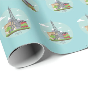 Papel de embrulho presente Paris França Tema franc