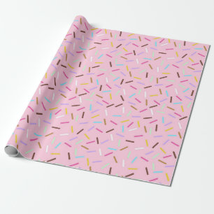 Papel de embrulho presente sprinkles rosa donut ar