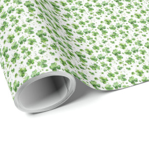 Papel de embrulho presente trevo verde irlandês