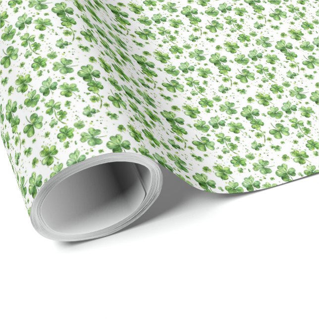 Papel de embrulho presente trevo verde irlandês (Ponta do rolo)