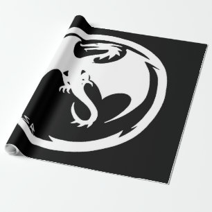 Papel de embrulho preto branco Dragão preto brilha