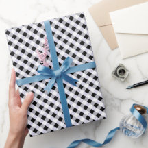 Papel de embrulho Preto Branco Gingham.