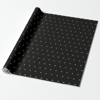Papel de embrulho preto com bolinhas douradas