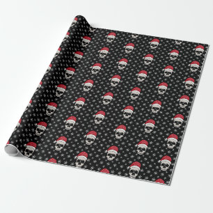Papel de embrulho preto com caveira, chapéu de Pap