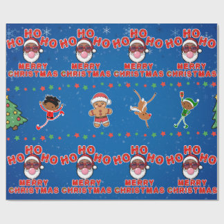 Papel de embrulho Preto do Papai Noel de Natal