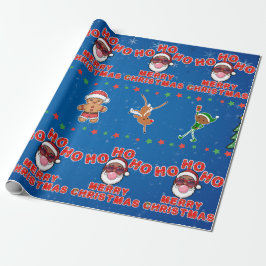 Papel de embrulho Preto do Papai Noel de Natal