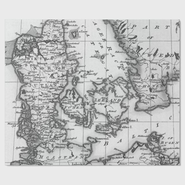 Papel de embrulho preto e branco de mapas antigos (Aberto)