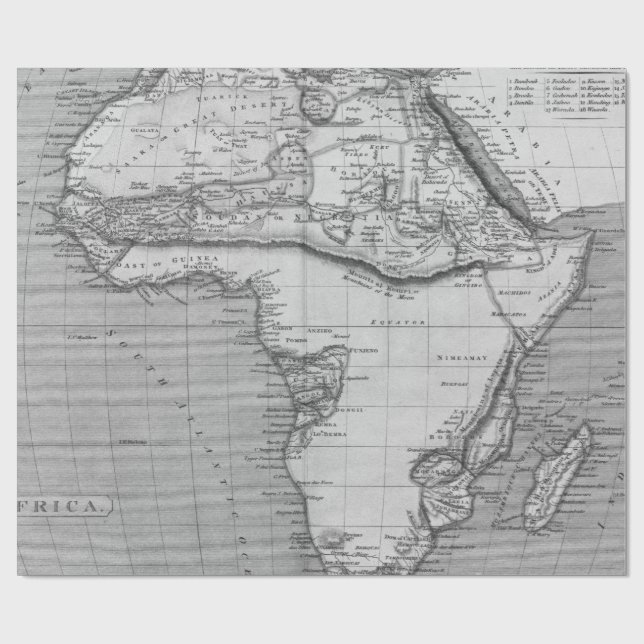Papel de embrulho preto e branco de mapas antigos (Aberto)