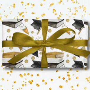 Papel de embrulho preto e dourado de formatura