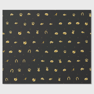 Papel de embrulho preto e dourado para animais de