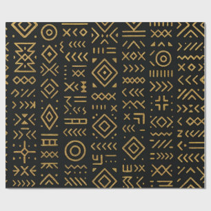 Papel de embrulho preto e tribal afro-luxo e Doura