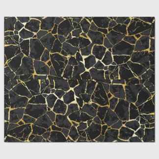 Papel de embrulho Preto Kintsugi Veia Dourada