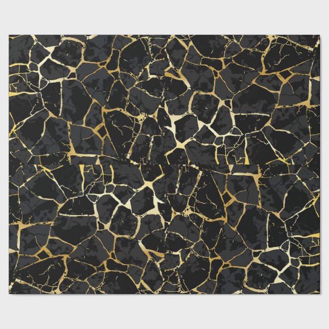 Papel de embrulho Preto Kintsugi Veia Dourada (Barra)