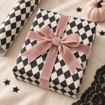 Papel de embrulho preto marfim Harlequin Halloween