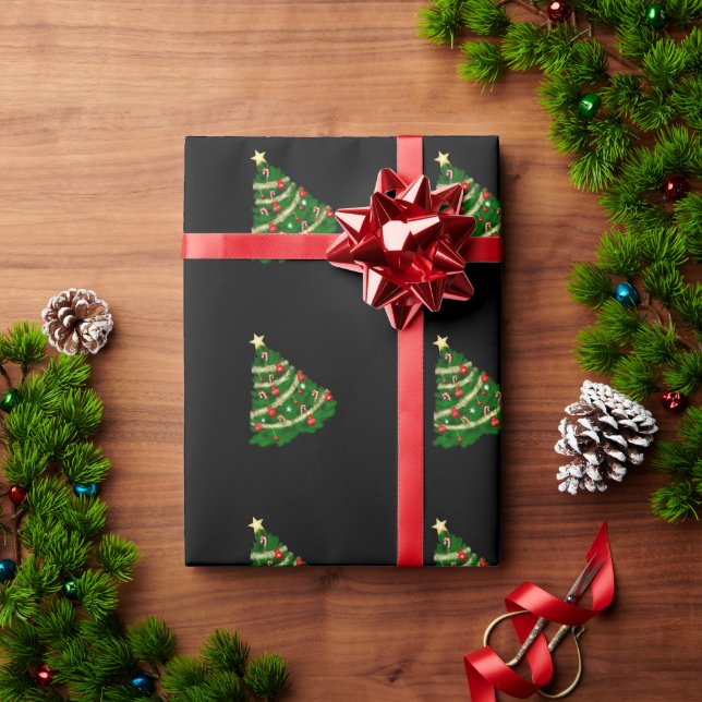 Papel de embrulho preto para árvore de Natal  (Presente de Natal)