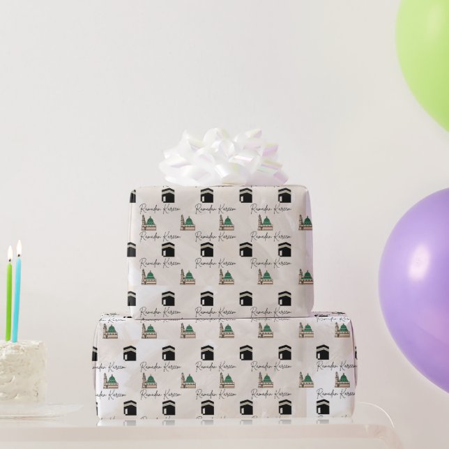 Papel de embrulho Ramadan Kareem – Kaaba & Masjid  (Presentes para festas)