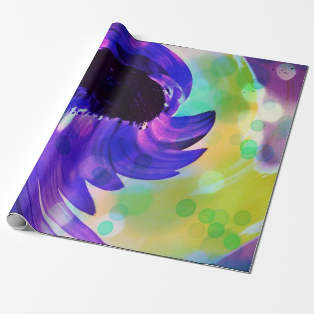 Papel de embrulho Redemoinho de Girassol Roxo (Desenrolado)