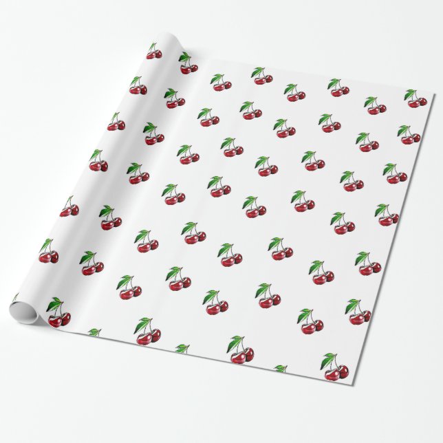 Papel de embrulho retro das cerejas (Desenrolado)