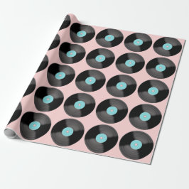 Papel de embrulho retrô de discos