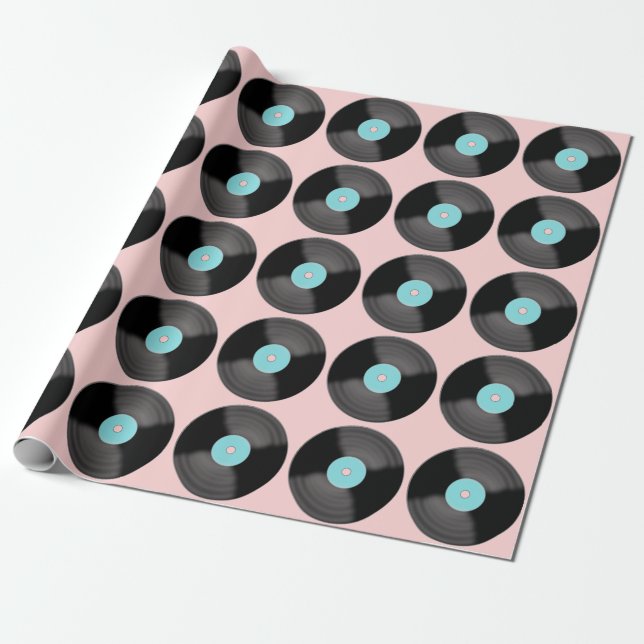 Papel de embrulho retrô de discos (Desenrolado)