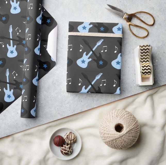 Papel de embrulho Rock Star Guitar Rock a Bye (Artesanato)