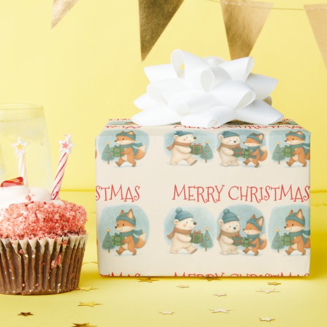 Papel de embrulho rolo de animais natalinos aconch (Festa de aniversário)