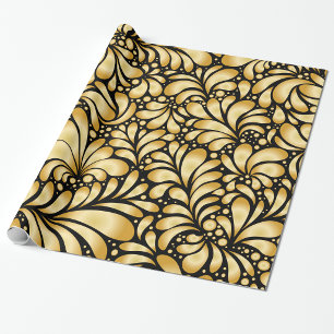 Papel de embrulho rolo dourado e preto Damasko lin