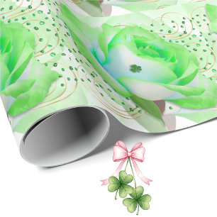 Papel de embrulho Rosa Céltica Verde