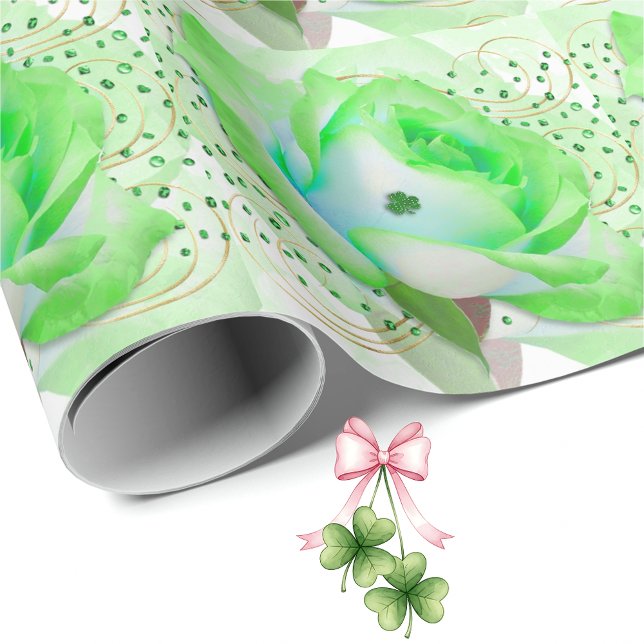 Papel de embrulho Rosa Céltica Verde (Criador carregado)