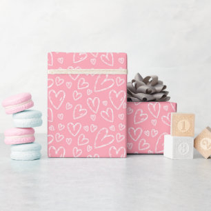 Papel de embrulho rosa com corações Sweet Doodle