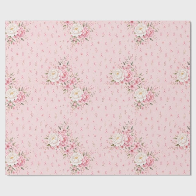 Papel de Embrulho Rosa de Conscientização do Cânce (Aberto)