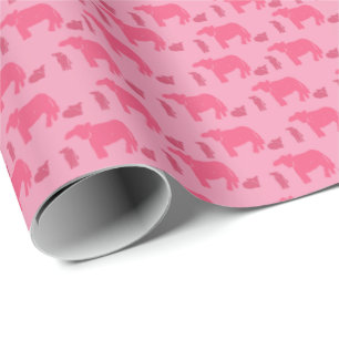 Papel de embrulho rosa desolado vacas rancho ocide