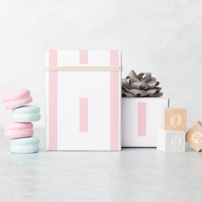 Papel de embrulho rosa e branco listrado quadrado (Chá de bebê)