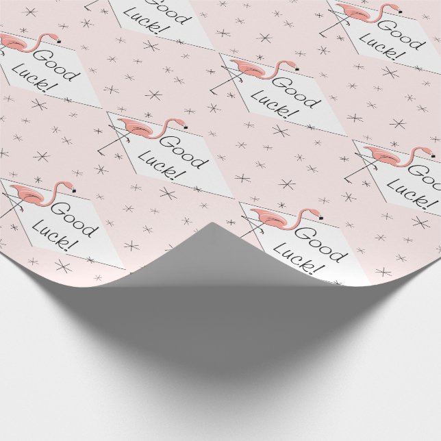 Papel de embrulho rosa flamingo diamante Boa Sorte (Ponta)