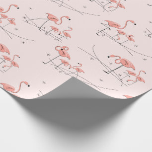 Papel de embrulho Rosa Flamingos Multi