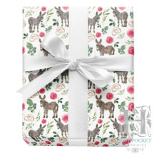 Papel de Embrulho Rosa Floral Burro Rústico