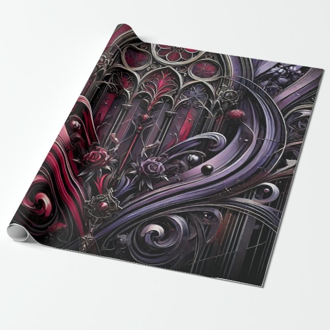 Papel de Embrulho Rosa Gótico (Desenrolado)