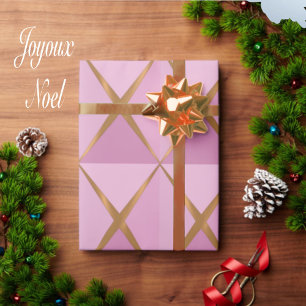Papel de embrulho rosa Joyoux Noel